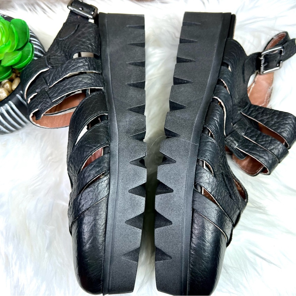 STIU Chunky Lug Sole Buckle Black Closed Toe Vegan Fisherman Sandals, 41 - Picture 7 of 10